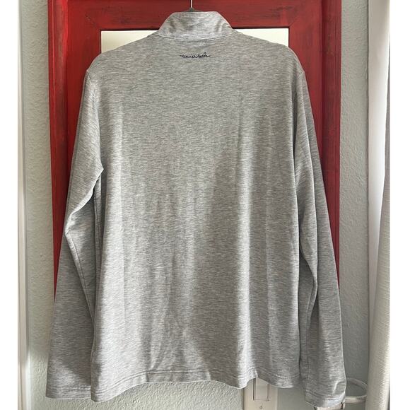 TravisMathew Grey Eco Collection Twist Lime 1/4 Zip Pullover Medium - Picture 2 of 11